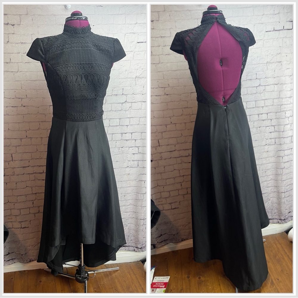 Chi chi London black dress high low UK size 8